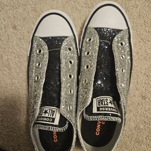 Converse Black and Silver Glitter Sneakers